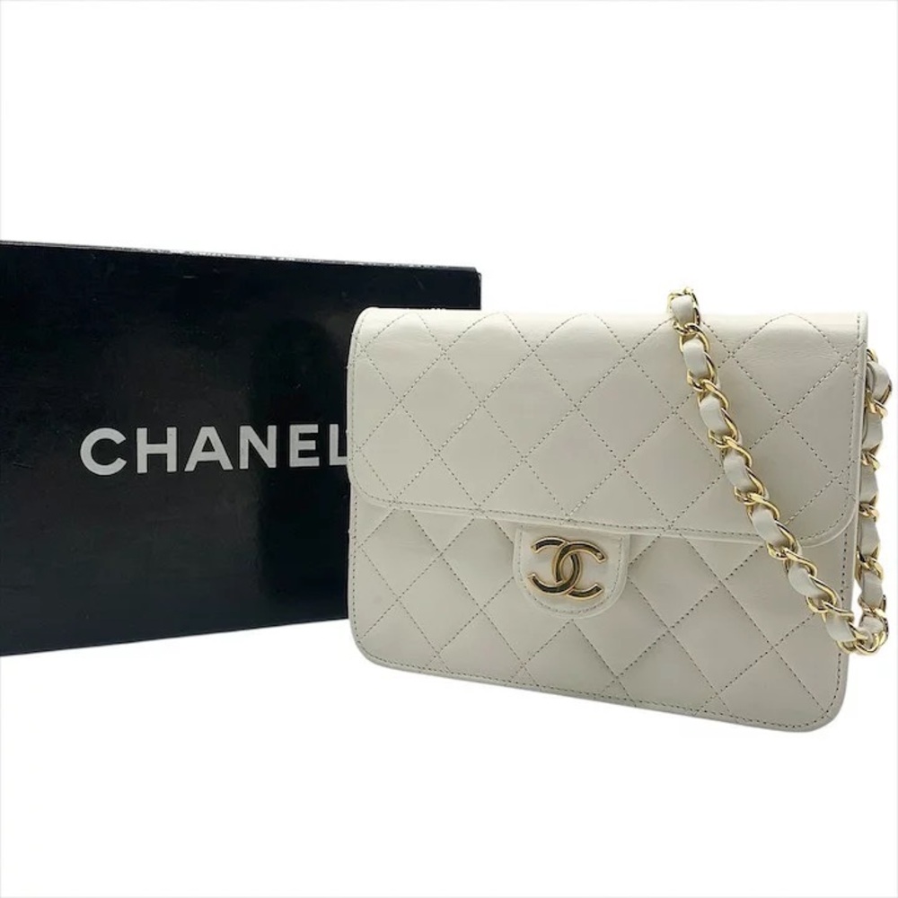 Authentic CHANEL mini classic flap 24k gold white lambskin shoulder bag - Picture 11 of 11